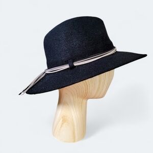 Pretty Persuasions Black wool blend Wide Brim Fedora Winter Hat Women's OS